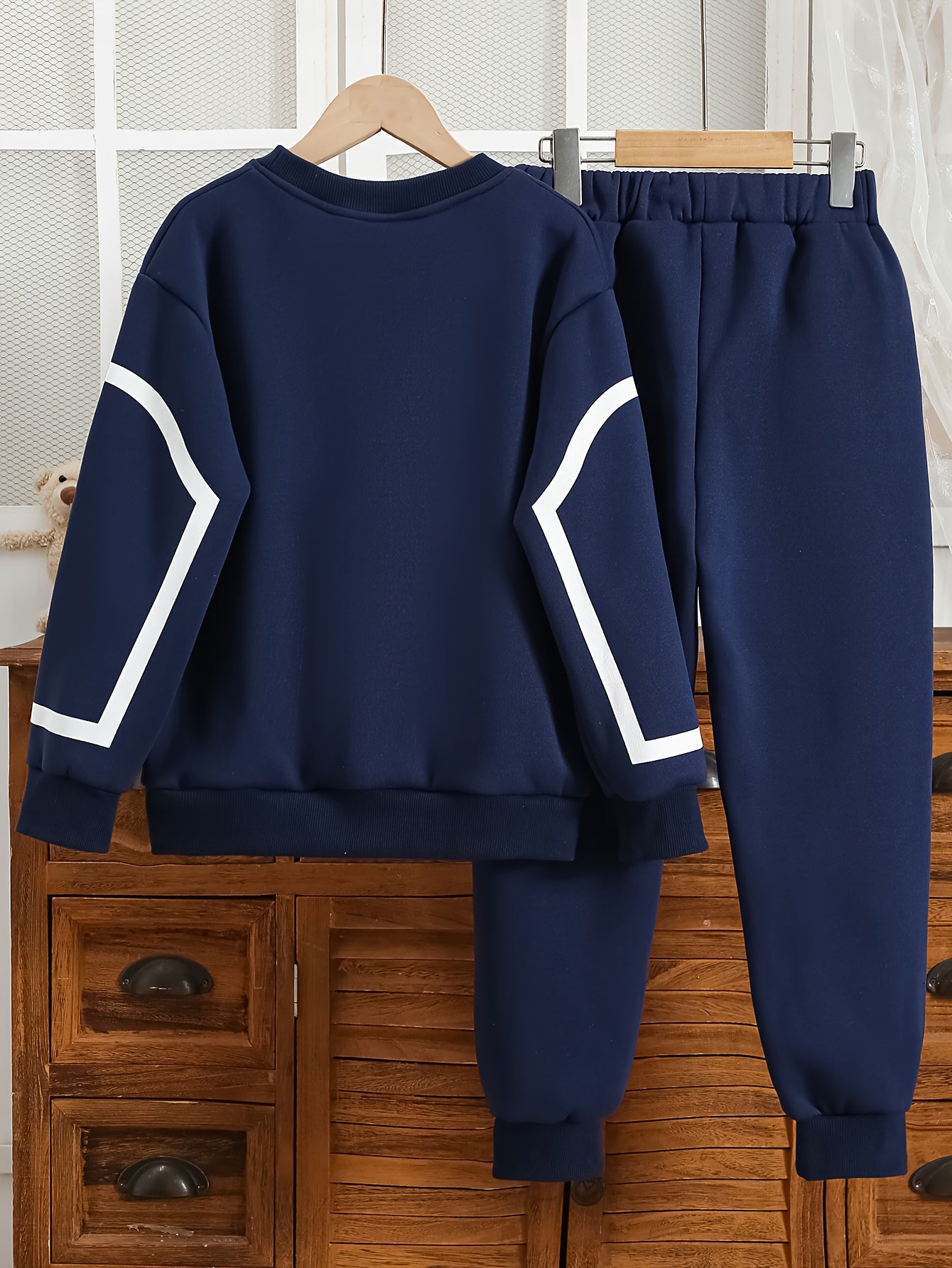 Boys' Casual Crew Neck Sweatshirt & Pants Set - Long Sleeve, Drop Shoulder, Letter Print, Regular Fit with Pockets, Perfect for Spring/Fall, Casual Wear|Casual Style|Pocketed Pants, for Outdoor, Sports Suit For Boy, Boys Training Suit, Suits For Boys In