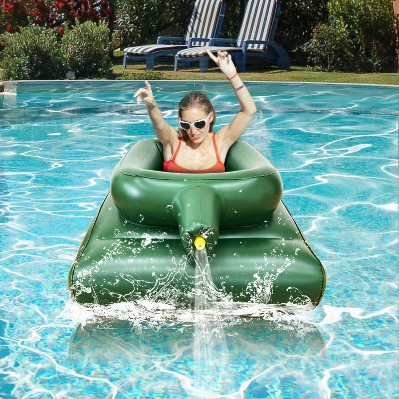 Summer Water Fun, Durable PVC Pool Float with Water Gun - Green Inflatable Pool Bed for Pool Parties, Water Games, and Festive Gatherings, Festive Pool Accessory | Playful Pool Toy | Durable Pool Bed, Pool Floats