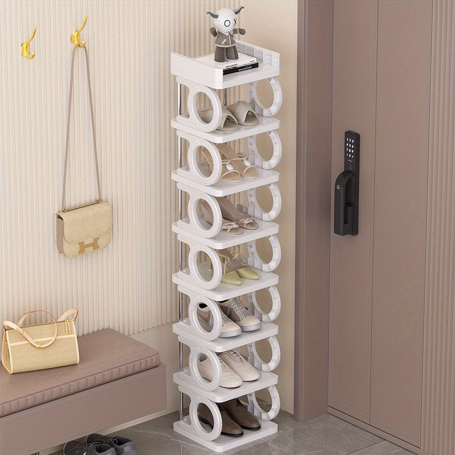 8-Tier Metal Shoe Rack Organizer - Space-Saving Narrow Entryway Storage with Durable Plastic Shelves, 10kg Capacity, No Assembly Required for Home, Dorm, Small Spaces, Shoe Storage Organizer, Dorm Room Organizer, Modern Shoe Rack, Sturdy Construction