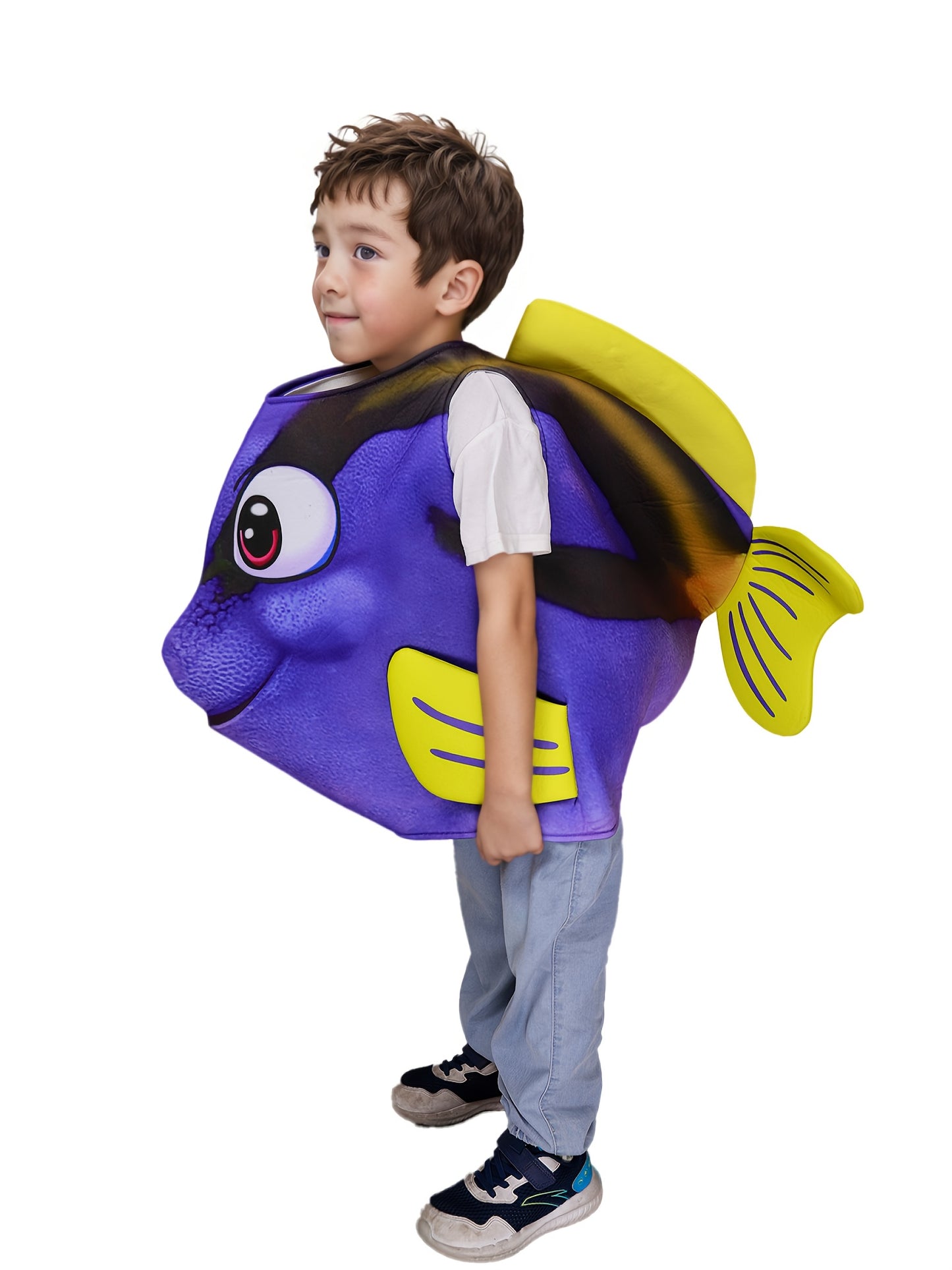 Fun Ocean Fish Sponge Suit for Kids, Unisex Themed Party Wear with 3D Flair, Flexible and Immersive Experience, Family Game Party Entertainment Outfit, Ends at the Top of the Neckline to the Bottom of the Hem