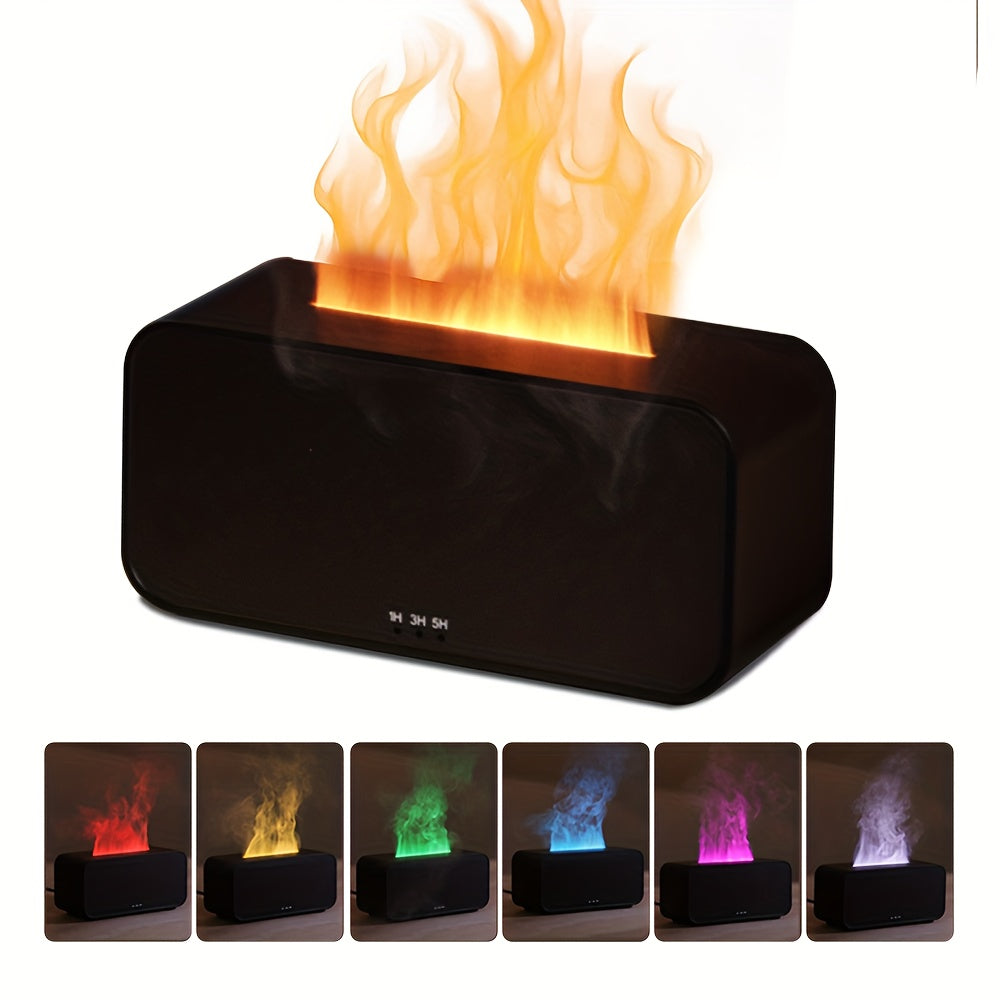 HACRIN Mini Air Humidifier & Essential Oil Diffuser with LED Flame Light - USB-Powered, 300ml Capacity, 10-20㎡ Coverage, 5 Colorful Modes, Timer & Nightlight, Compact Design for Home, Bathroom, Bedroom, Office, Humidifier for Home Use, Bedroom Fragrance,