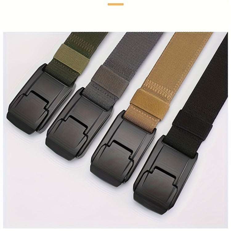 1pc Stretch Belt For Men And Women Hard Alloy Quick Release Buckle Strong Real Nylon Unisex Elastic Belt Overalls Work Belt, Ideal Choice For Gifts