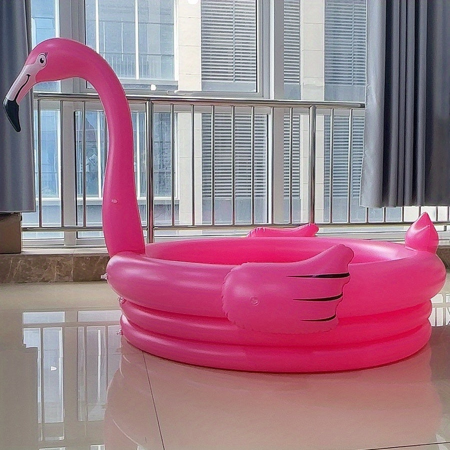 Inflatable Swimming Pool with Red Stork Design - Durable PVC, 3-Layer Construction, No Electricity Needed, Portable for Backyard, Party, Weddings & Summer Fun (1-3 People), Inflatable Pool Float, Wedding Decoration, Playful Design, Sturdy Support