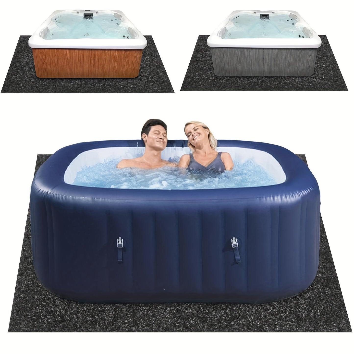 187.96cm x 182.88cm Premium Hot Tub Mat - Water Absorbent, Anti-Slip & Waterproof Pool Protector Pad for Above-Ground Pools, Durable PE Material, Ideal for Wooden & Stone Bathtubs, Perfect for Relaxing Home Spa Experiences