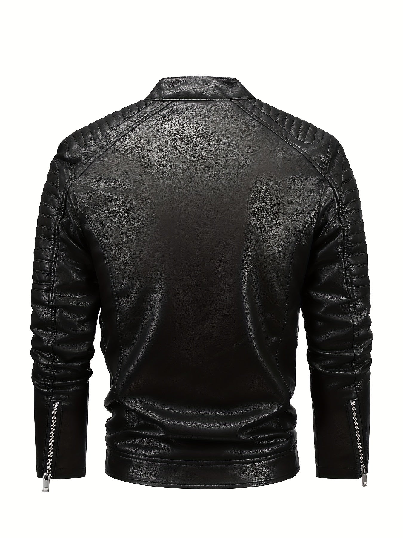 Men's Casual PU Leather Jacket, Warm Thick Retro Fleece Lined Biker Jacket For Fall Winter, Gift