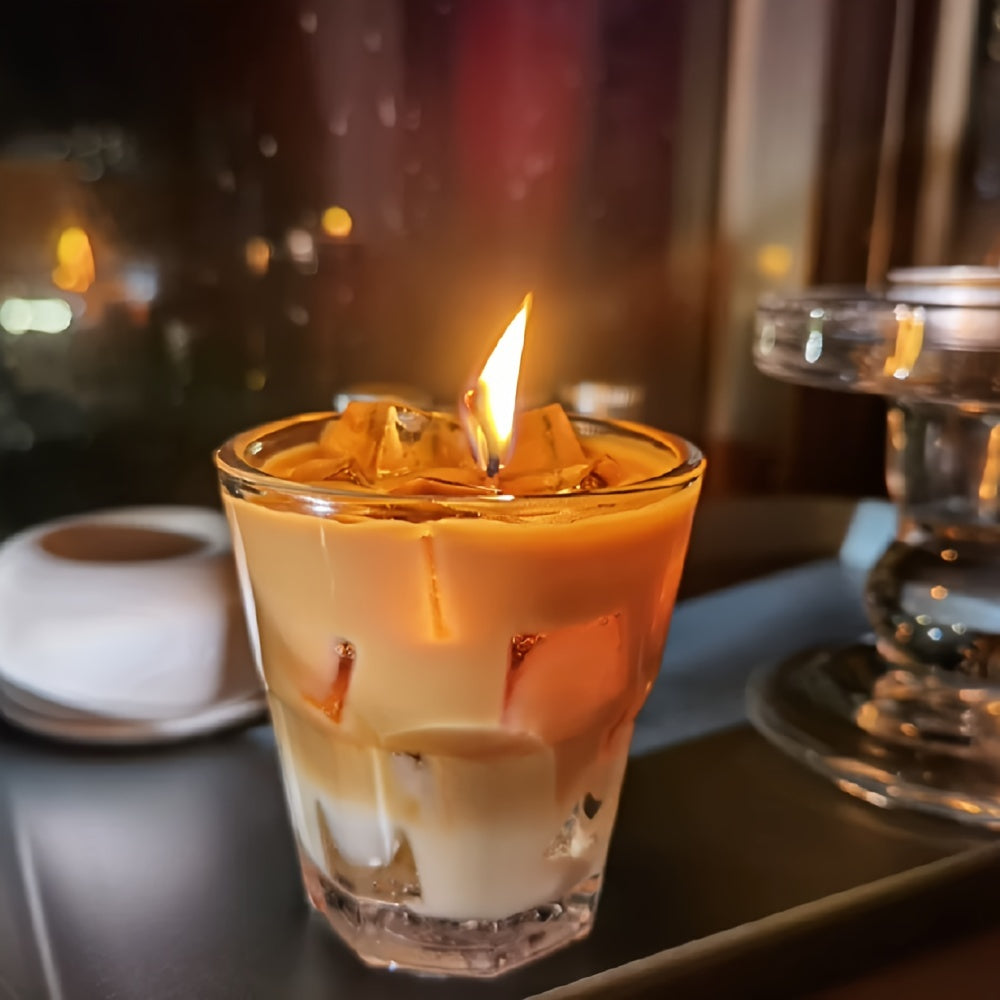 300g Soy Wax Coffee Scented Candle in Elegant Glass-Like Jar with Imitation Coffee Cup Design - Long-Lasting 8-12 Hour Burn Time, Strong Aroma, Crystal-Adorned Lid & Gift Box - Holiday Gift for Coffee Lovers (Christmas, Valentine's, Housewarming) - Indoo