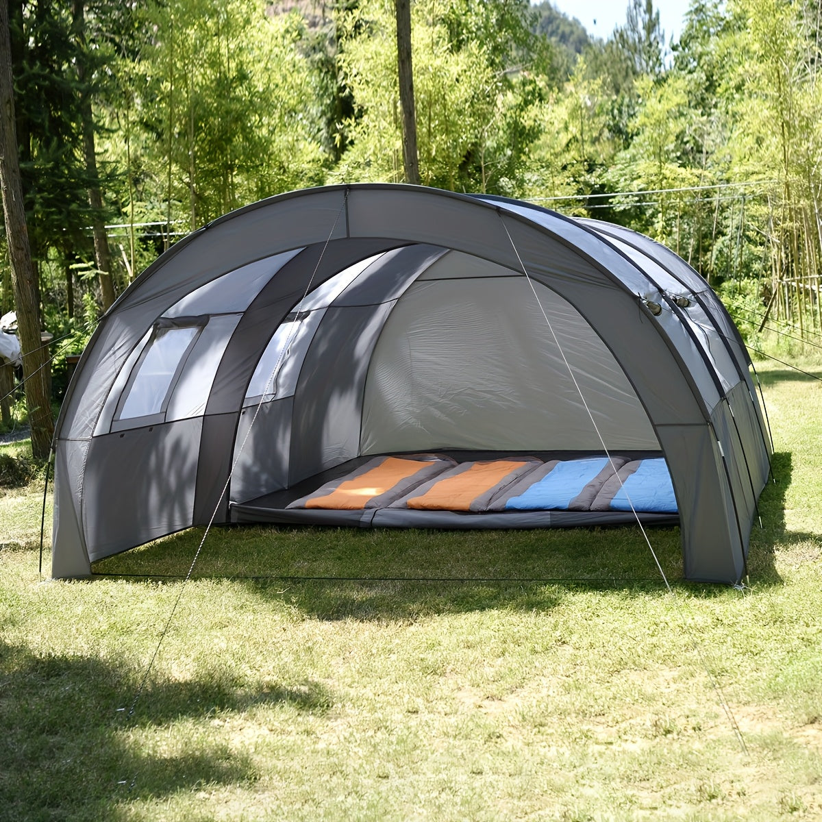 Extra Large 8-Person Family Camping Tent - Windproof & Sunproof Thick Portable Tunnel Tent with Front Zippered Entrance, All-Season Use for Outdoor Camping, Hiking, Family Adventures (Gray), Tents for Camping, Spacious Interior, Durable Fabric Cover