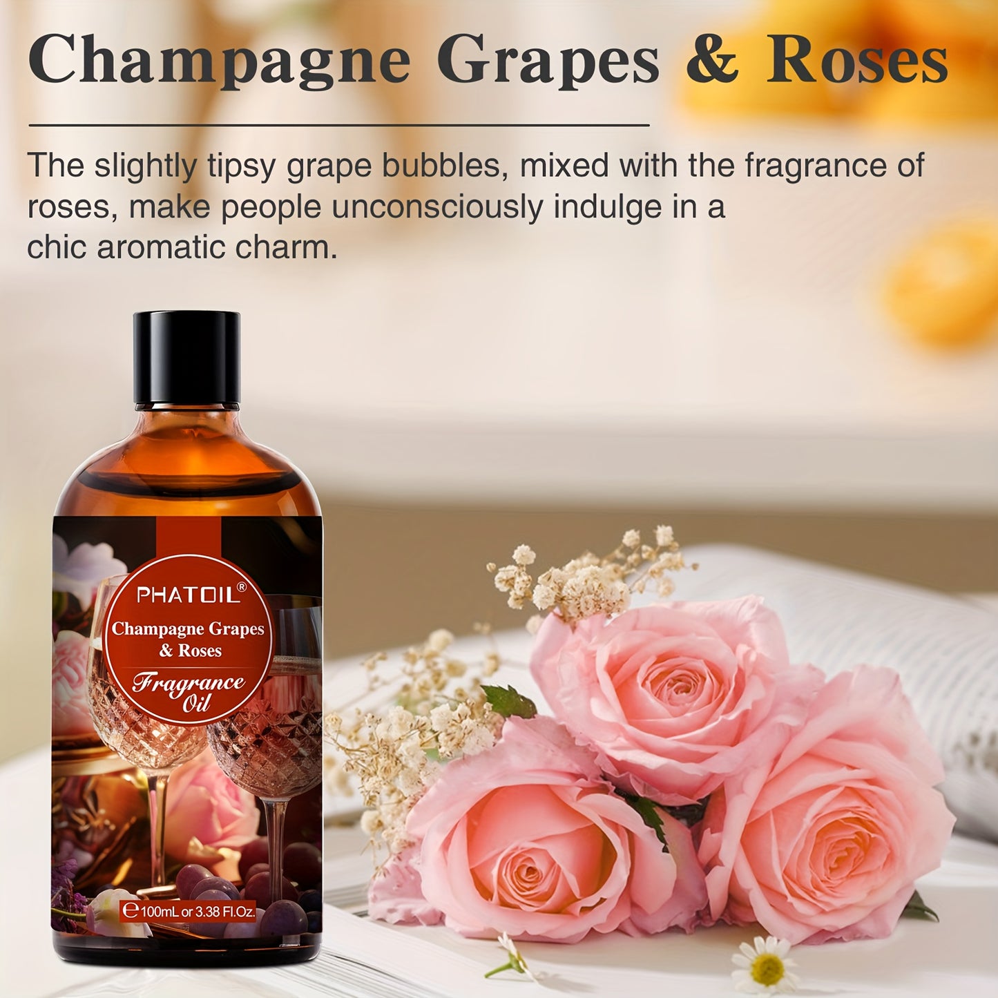 A Set of Three Essential Oils, 3.38 Ounces Each, with a Total Volume of 300Ml - Coconut Vanilla, Fruit Fiesta, Champagne Grape, And Rose.