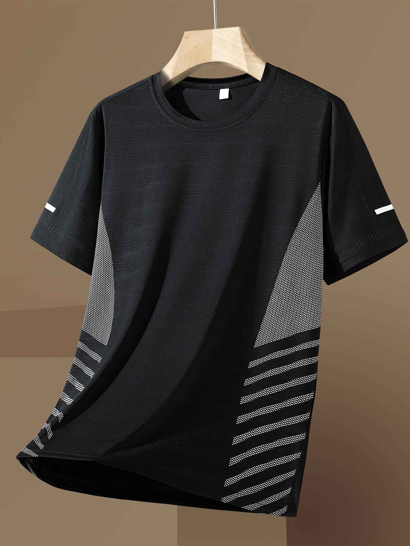 5pcs Summer Men's Casual Sports Shirts, Round Neck Mesh Breathable Quick-Dry Moisture-Wicking Short Sleeve Knit T-Shirts with Elasticity, Fashion Printed Breathable Sweatshirts Suitable for Running, Fitness, Fishing, Outdoor Hiking, Travel and Home Wear