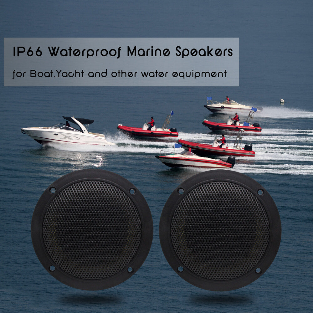 Herdio 4'' Waterproof Marine Bluetooth Ceiling Speakers For Bathroom Kitchen Home Outdoor Camper Golf Cart Boat With Flush Mount