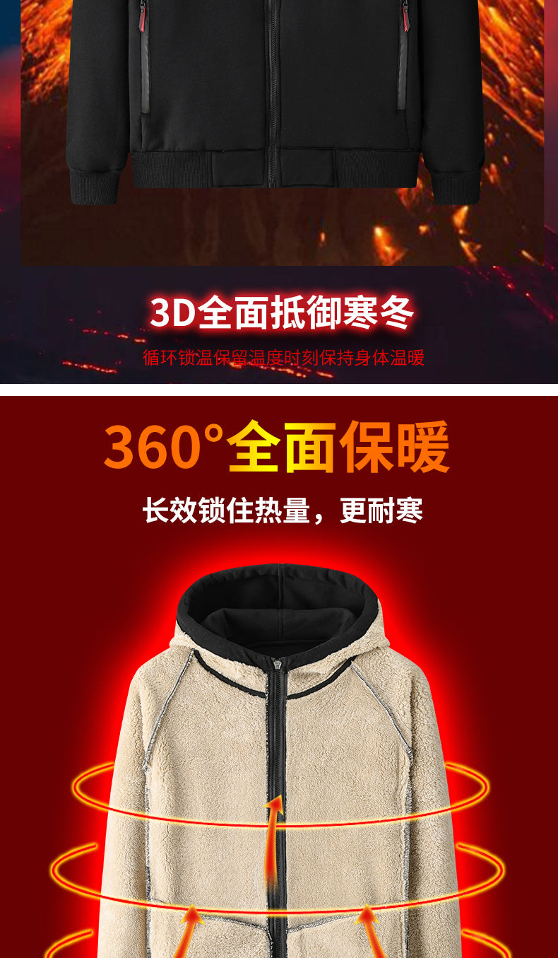 Winter Thicken Hooded cotton winter new plus cashmere men's casual lamb cashmere plus size Hoodie Plush coat L-8XL streetwear
