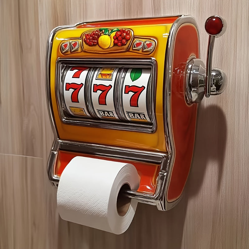 Automatic Vending Machine Toilet Paper Dispenser - Wall-Mounted Resin Bathroom Organizer with 7-Slot Design, Red & Yellow Retro Style, Durable & Easy-to-Use for Home or Office Restrooms, Restroom Decor And Accessories, Playful Design, Easyuse Design, Slo