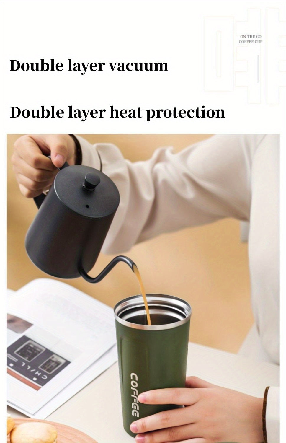 1pc Luxury Stainless Steel Insulation Coffee Mug - Keeps Drinks Hot/Cold for Hours, Reusable, Portable, High-end, Multipurpose, Ideal for Men and Women