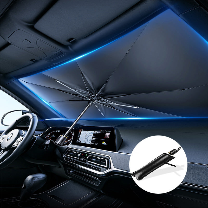 UV Protection Car Sunshade Umbrella, Heat Reduction Portable Foldable Windshield Sun Visor for Most Vehicles, Easy Storage Auto Sun Blocker with Thermal Insulation Effect