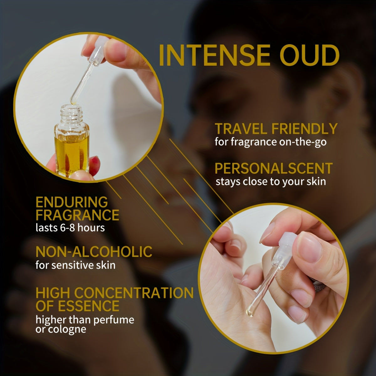 Arabian Men's Perfume Oil, Dubai Luxury Men's Fragrance, Sandalwood & Musk Scented Pure Perfume Oil, Rose & Musk Notes, 12-Hour Long-Lasting, Travel-Friendly 6ml, Perfect for Dates, Daily Use, and Ideal Holiday Gift, Men's Fragrance Oil, Date Night