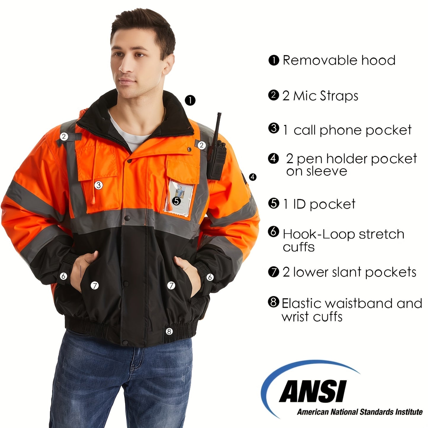 High-Visibility Reflective Safety Jackets - ANSI/ISEA Certified for Unisex Use - All-Weather Protection, Ensuring Your Safety Day and Night - Perfect for Men and Women!