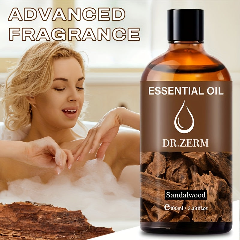 DR-ZERM Sandalwood Essential Oil - Luxury Fragrance for Massage, Spa, Hair & Skincare, Moisturizing, Multi-Use in Car, Yoga, Office, Spa Essentials, Car Fragrance