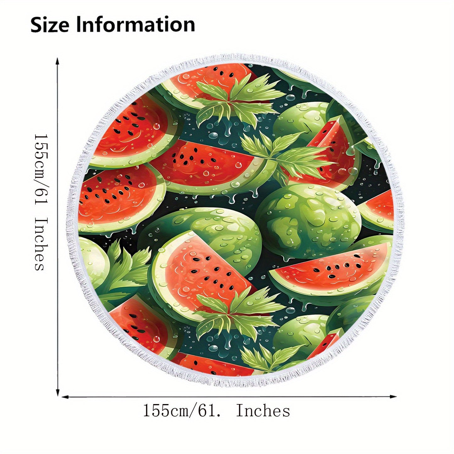 Quick-Dry Microfiber Beach Towel - Vibrant Watermelon Print, Sun Protection & Hair Care, Ideal for Travel, Meditation, and Poolside Fun, 250g/㎡, Summer Towel | Vibrant Watermelon Design | Absorbent