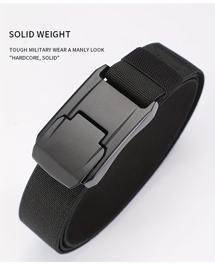 1pc Stretch Belt For Men And Women Hard Alloy Quick Release Buckle Strong Real Nylon Unisex Elastic Belt Overalls Work Belt, Ideal Choice For Gifts