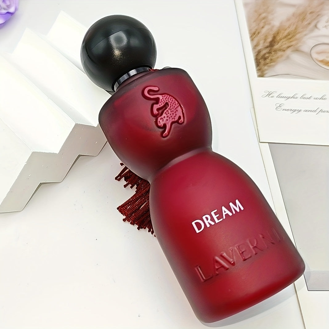 2.5fl.oz Dubai Middle Eastern Arabian Women's Eau de Parfum - Sandalwood, Lavender, Rose, Cedar, Amber & Musk, Long-Lasting Fragrance with Elegant Purple Glass Bottle & Black Tassel Cap, Arabic Perfume, Stylish Cap Design, Intricate Cap Design