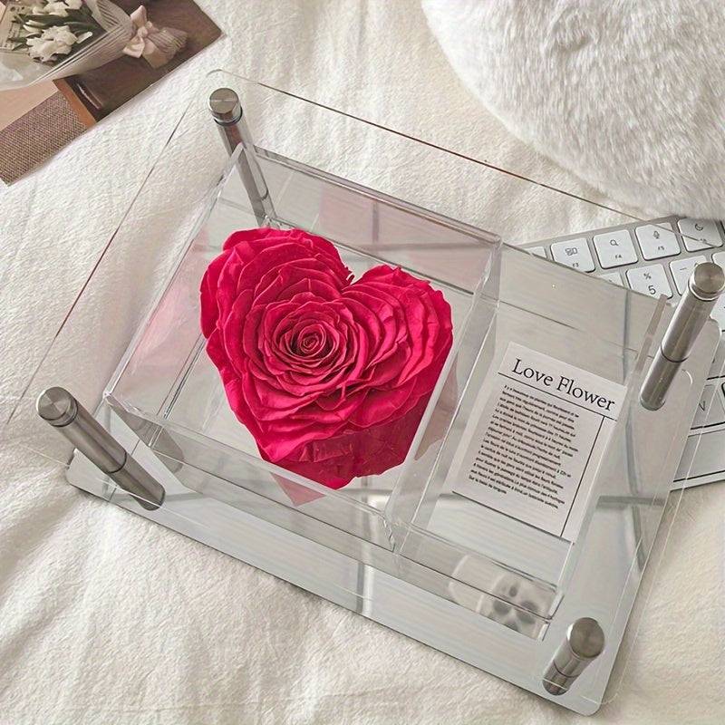 Charming Heart-Shaped Eternal Rose Gift Box - Perfect for Best Friends, Birthday & Valentine's Day Present | No Power Needed | Ideal for Bathroom Decor