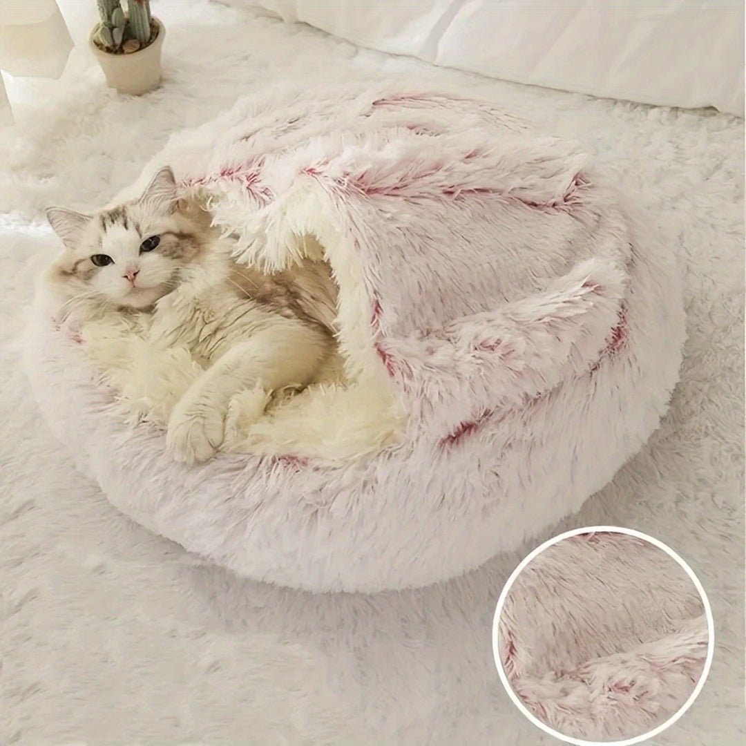 Warm Winter Lodge-Style: Plush 2-in-1 Cat Nest & Bed for Cozy Comfort