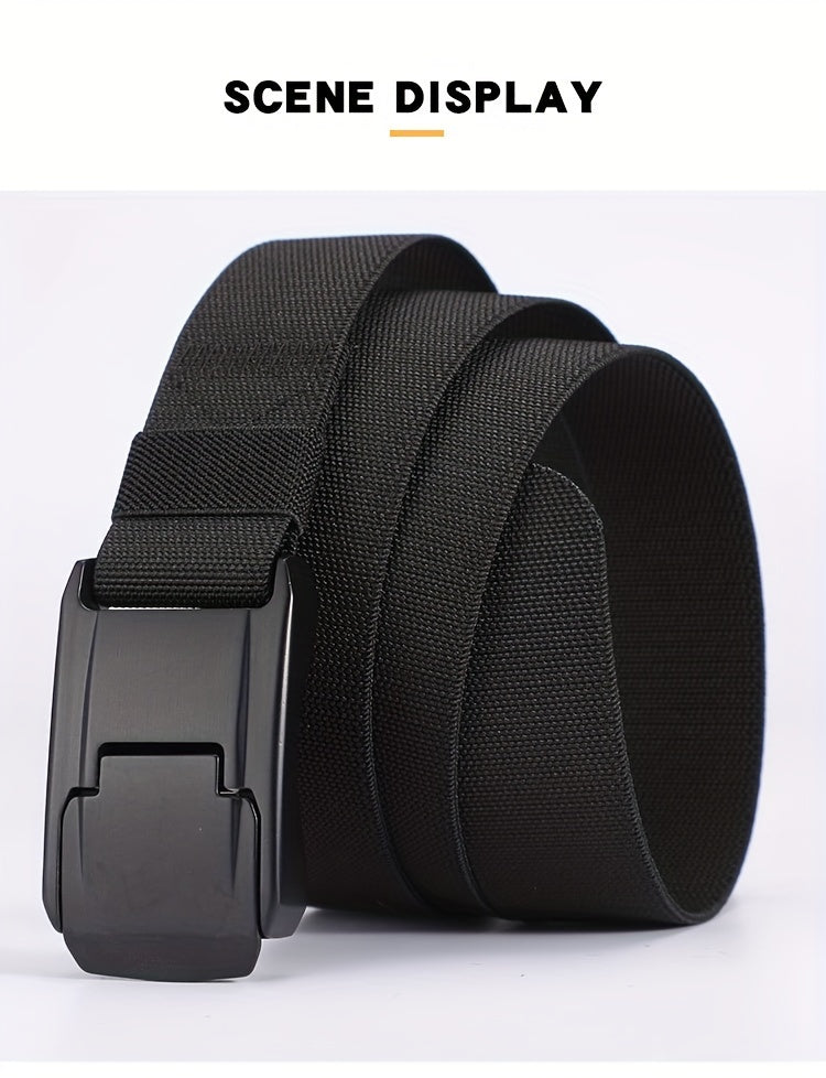 1pc Stretch Belt For Men And Women Hard Alloy Quick Release Buckle Strong Real Nylon Unisex Elastic Belt Overalls Work Belt, Ideal Choice For Gifts