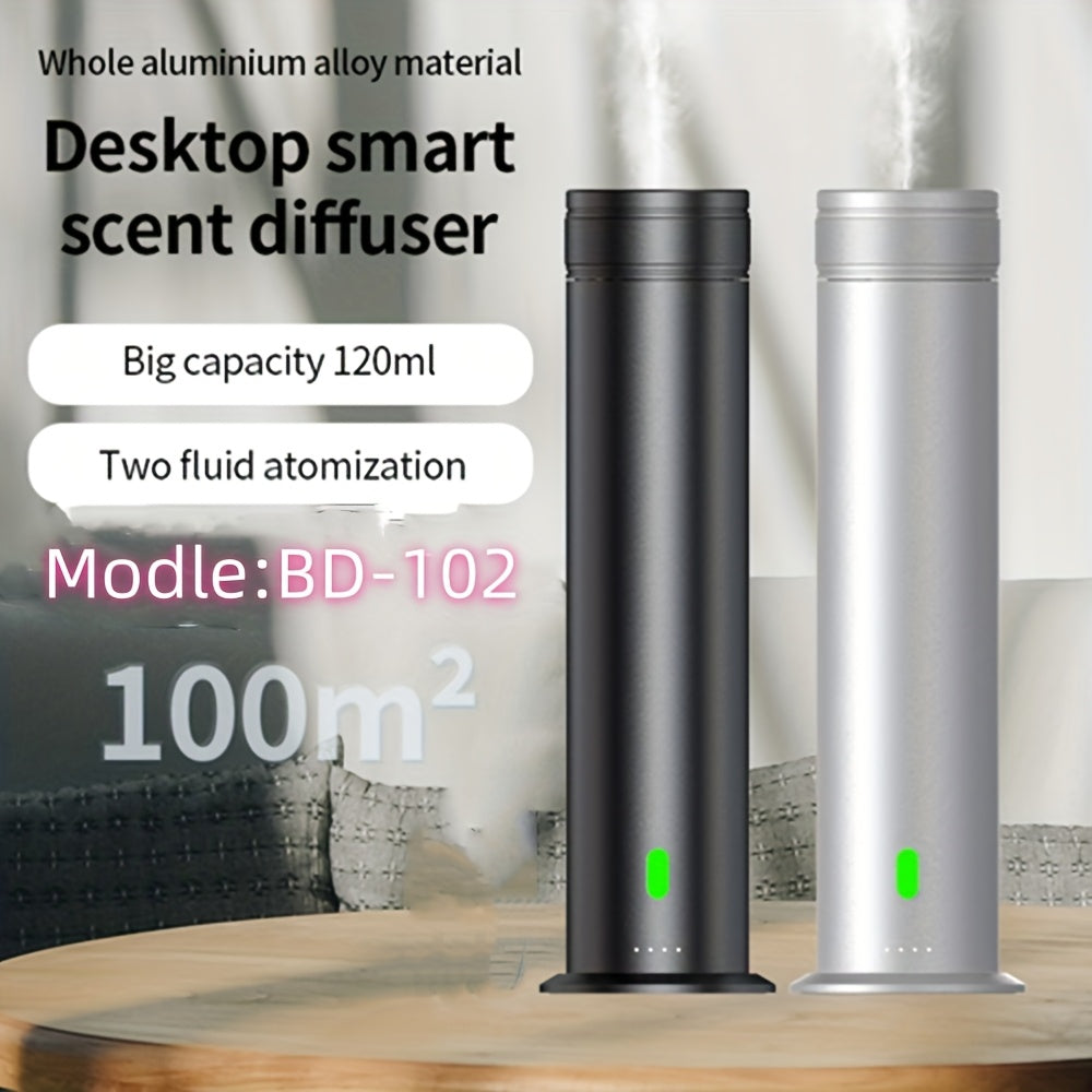 Cylindrical commercial aroma diffuser, pillar aroma diffuser, waterless diffuser, cold air hotel aroma diffuser, automatic fragrance sprayer, Home Scenting, Hotel Scenting, Sleek Design, Minimalist Decor, Efficient Sprayer, Durable Construction, Fragranc