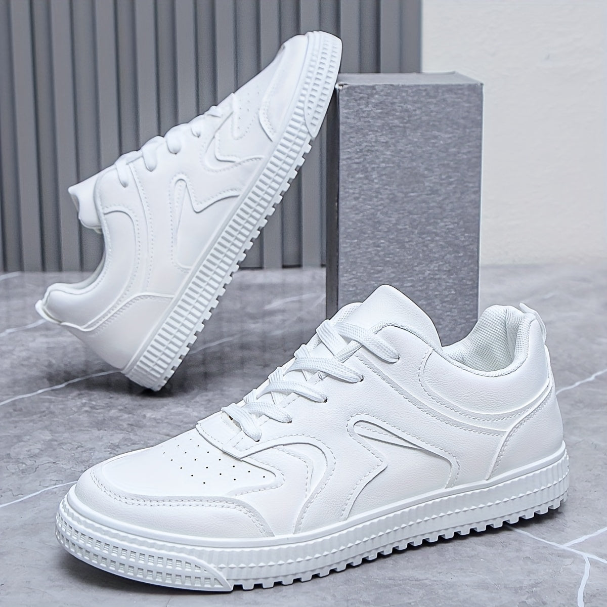 Women's Fashion Color Block Sneakers, Casual Faux Leather Lace Up Low Top Shoes, Lightweight Student Shoes plus size, men & women, unisex