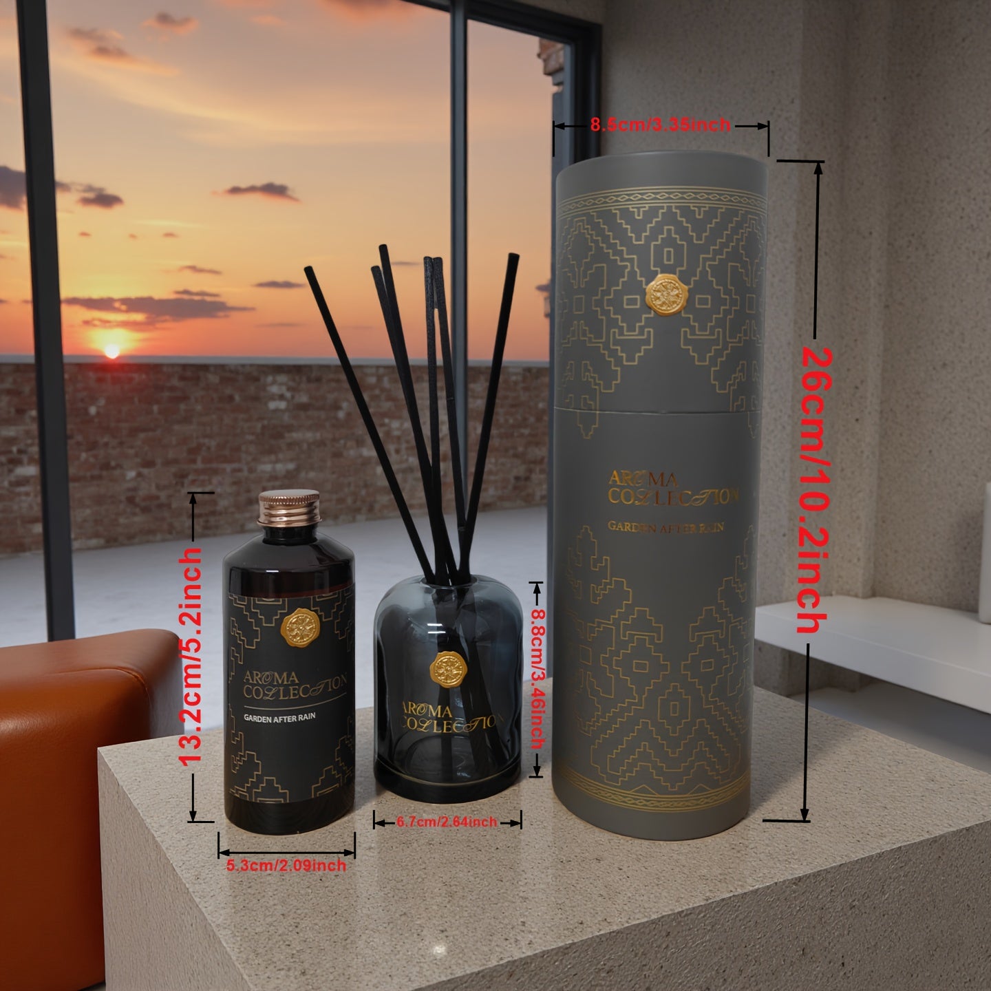 Premium Gift Set with 200ml/6.76oz Refill & Container, Includes Diffuser Sticks – Home Fragrance Oil Kit for Bathroom Deodorizing, Bedroom Scenting and Room Decoration in Living Rooms, Shelves or Offices to Enhance Indoor Freshness