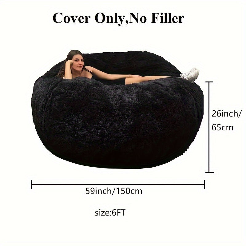 1pc Soft Bean Bag Chair Cover (Cover Only, No Filler) For Adults Big Round Soft Bean Bag Cover, With Zipper Machine Washable Big Size Bean Bag Cover Living Room Home Decor (Cover Only, No Filler)