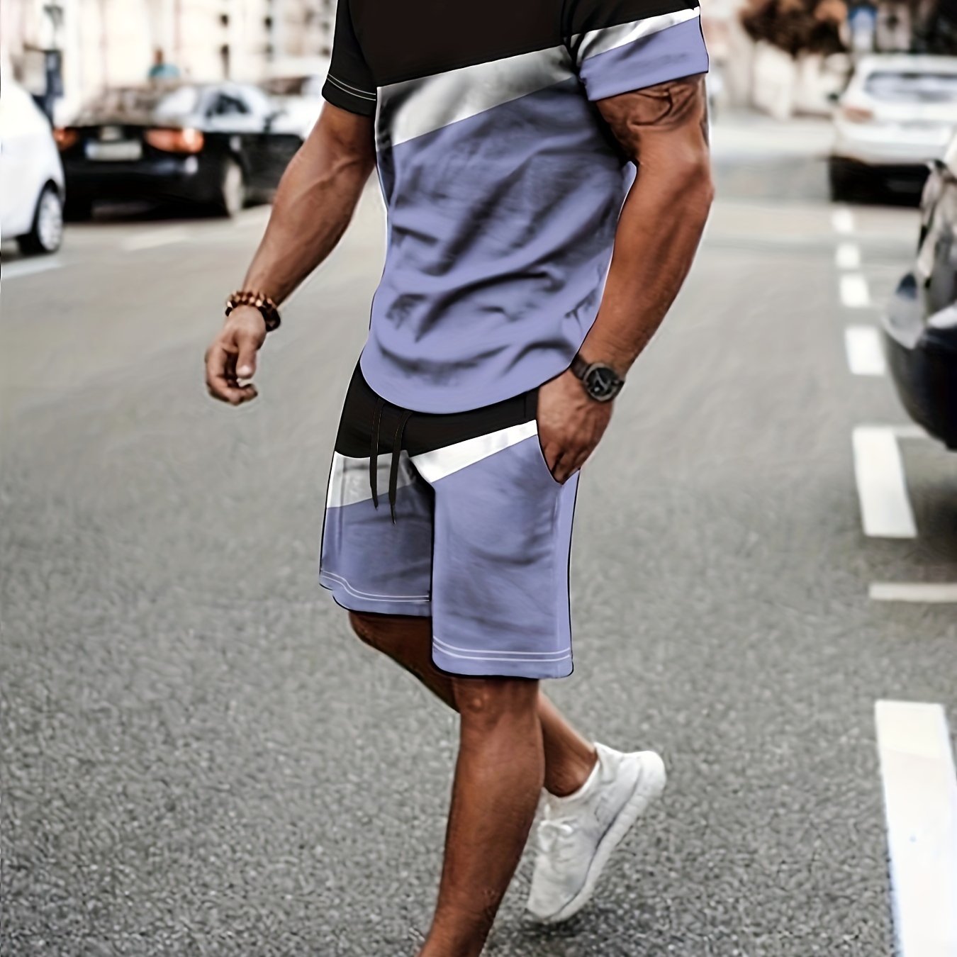 2 Piece Outfits For Men, Men's Short Sets 2 Piece Outfits Fashion Summer Tracksuits Casual Set Tops And Pants Set