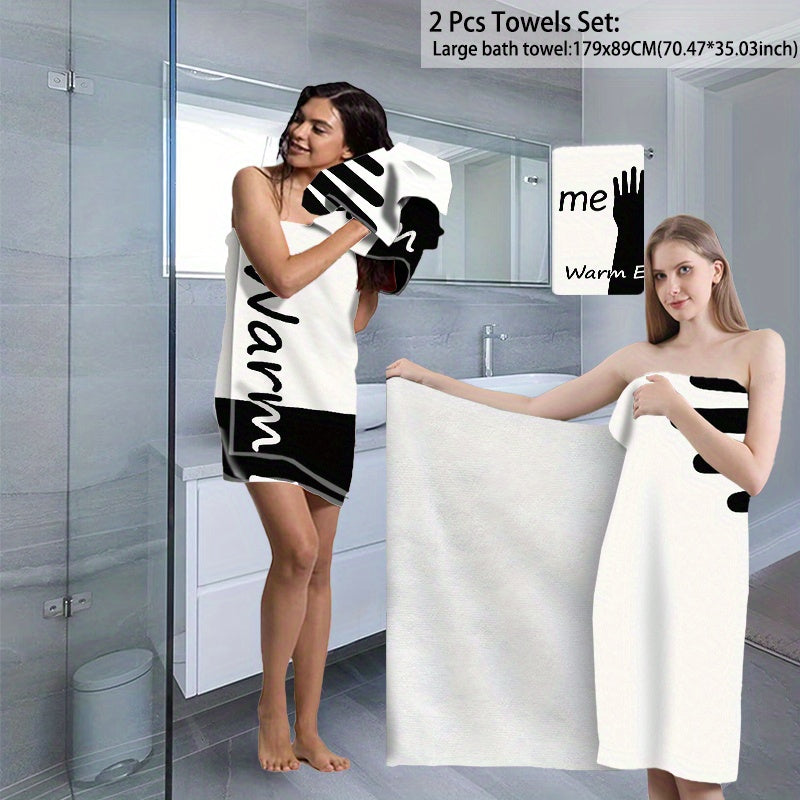 2pcs/set Couple set Microfiber Soft Shower Bath Towel Extra-Large Bath Towel, -Thick, Quick-Dry Highly Absorbent Bath Towels Washcloths Sets, for Bathroom, Pool & Beach for Women Men Couple Gifts Bathroom Accessories