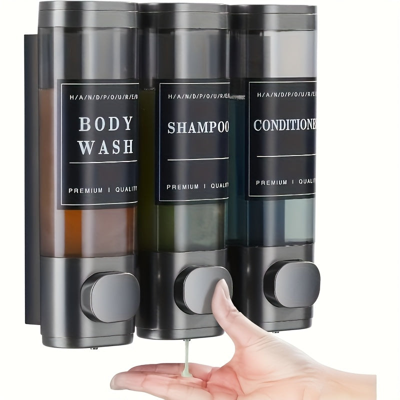 3-in-1 Shower Organizer - No-Drill Installation, Space-Saving Bathroom Storage, Large Capacity Shampoo/Conditioner/Body Wash Dispenser with Modern Design - Phthalate-Free & Leak-Proof for Home, Hotel, Salon - Bathroom Organizer, Shower Accessories