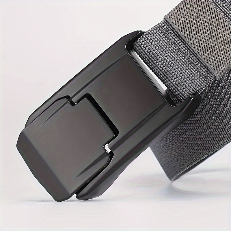 1pc Stretch Belt For Men And Women Hard Alloy Quick Release Buckle Strong Real Nylon Unisex Elastic Belt Overalls Work Belt, Ideal Choice For Gifts