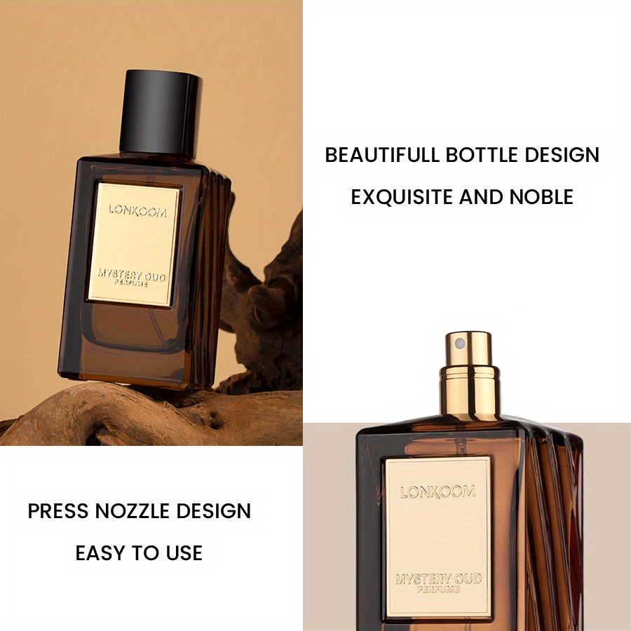LONKOOM MYSTERY OUD - 100ml/3.4fl.oz Long-Lasting Oriental Woody Eau de Parfum for Women & Men, Brazilian Rosewood, Sandalwood, Cardamom, Vanilla, Sichuan Pepper, Vetiver, Tonka Bean, Amber - Perfect Gift for Her, Dating & Daily Use, Men'S Fragrance, Ele