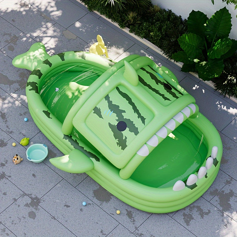 Shark-Themed Large Inflatable Swimming Pool - Perfect for Family Outdoor Water Parties, Durable PVC Material