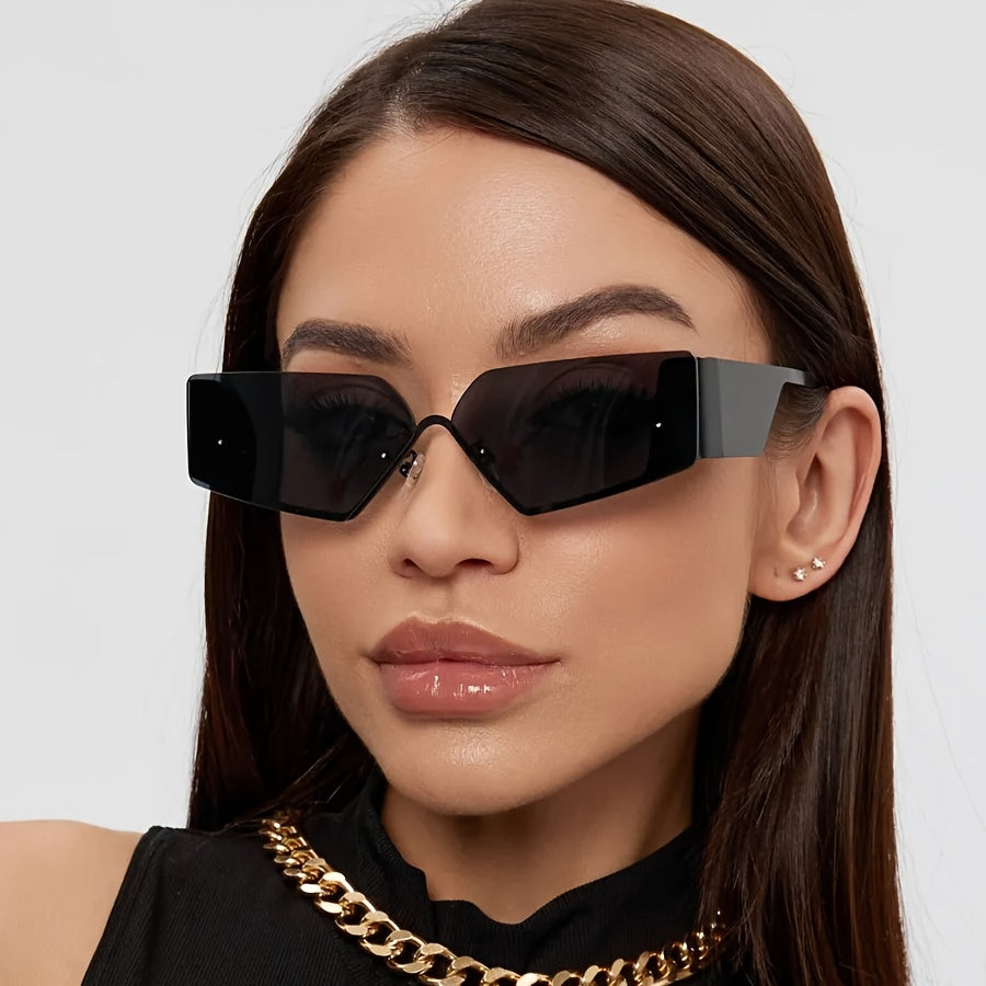 2024 New Arrival Retro Street Fashion Glasses, Semi-rimless, PC Polycarbonate Lens, Metal Frame, Y2K Style, with Metal Hinge, for Men, Women