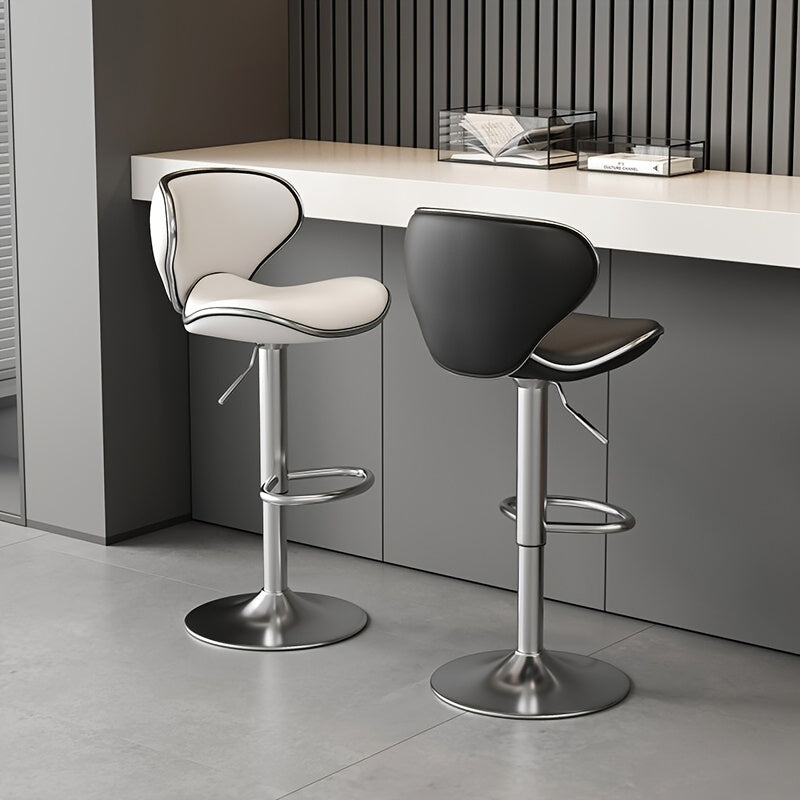 1pc Adjustable Height Bar Stool with 360° Swivel - Modern Metal Frame, Cushioned Seat & Backrest, Height-Adjustable Mechanism with Memory Settings, Space-Saving Contemporary Design for Kitchen, Home Bar, Office - Easy Assembly, Durable Metal Construction