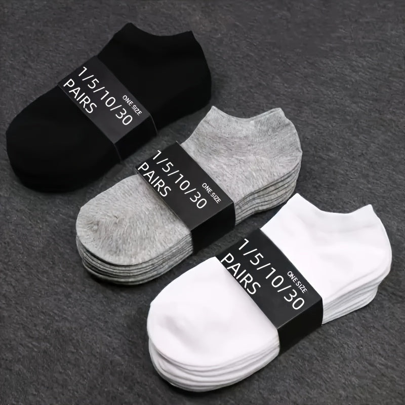 1/5/10/30 Pairs of Socks for Men and Women, Black and White Thin Ankle Socks, No-Wash, Deodorant, Sweat Absorbing, Summer Thin, Foot Bath, Boat Socks, Sweat-Resistant