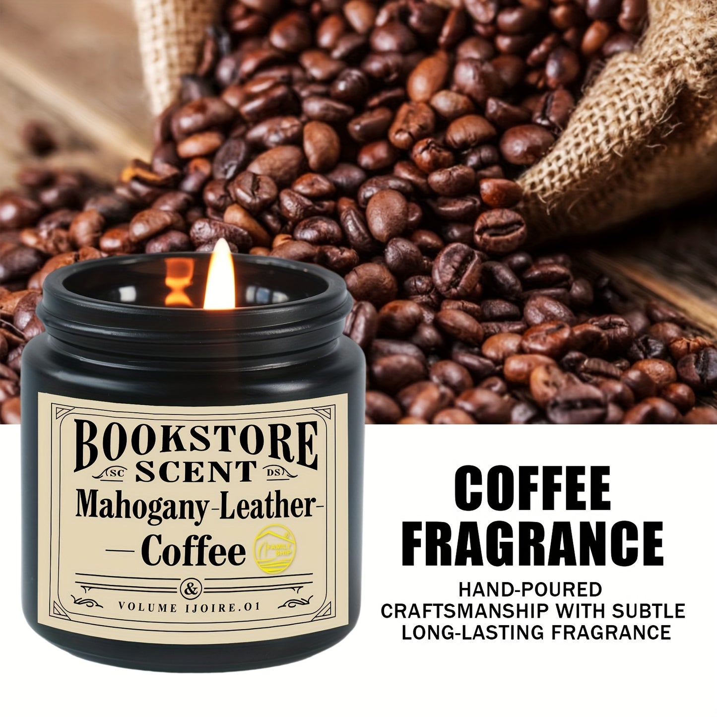 Redwood Scent + Leather Scent + Coffee Scent Candle, 100g/3.52oz, 6.35cm/2.5in Tall, 5.99cm/2.36in Diameter, Home Decor, Premium Soy Wax, Suitable for Work and Study Candle Companion, Unisex Gift
