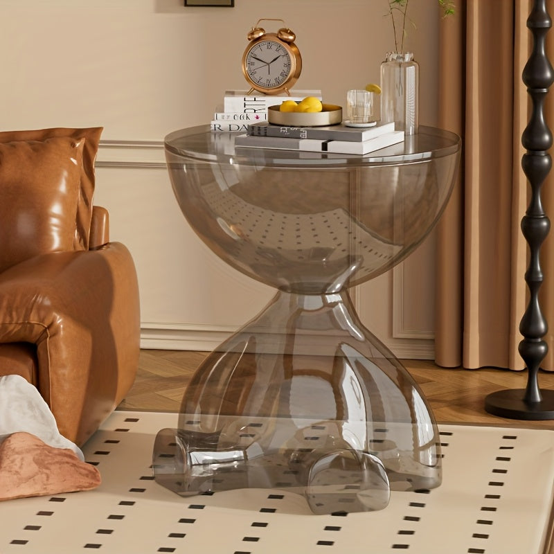 1pc Freestanding Small Creative Living Room Side Table, Transparent Acrylic Sofa End Table in Modern Minimalist European Style, Compact Bedside Cabinet with Multiple Functions for Coffee and Tea, Durable Plastic Material Suitable for the living room