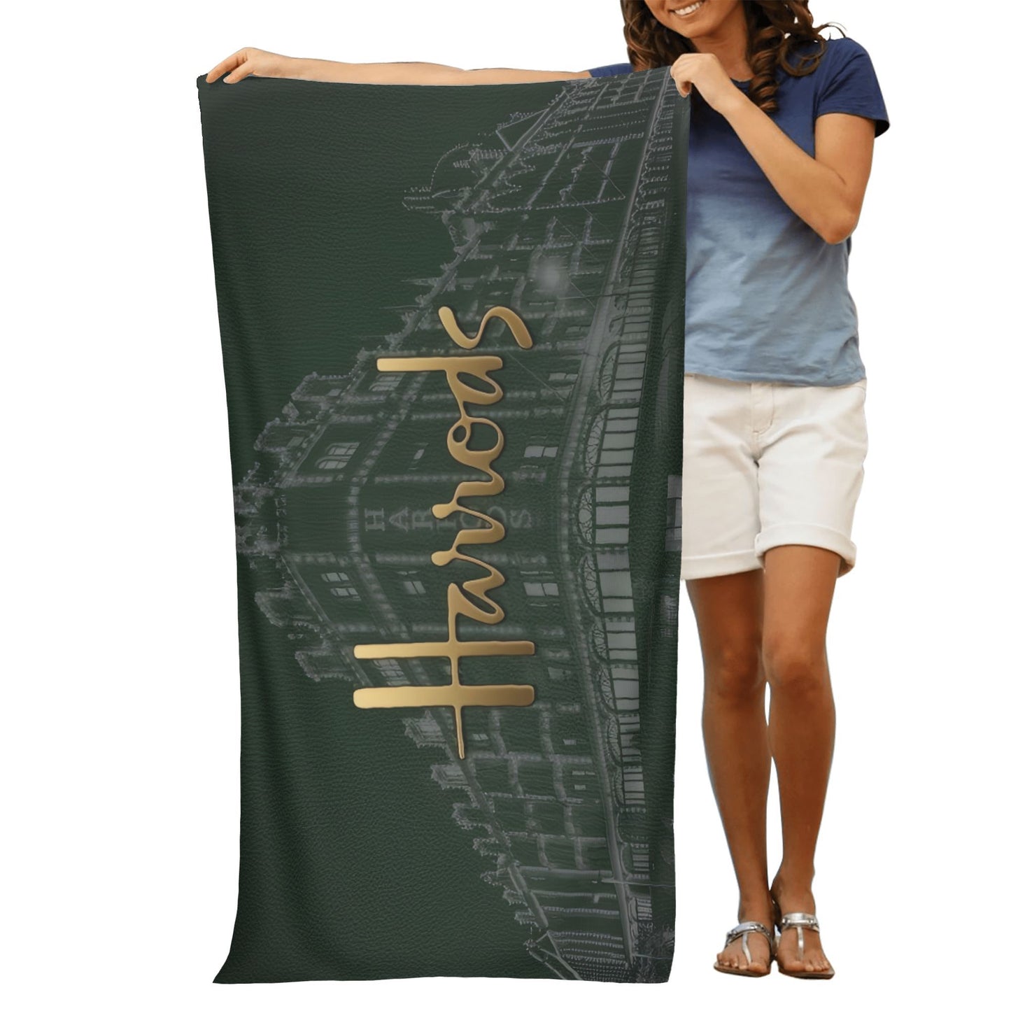 Harrods Luxury Beach Towel - Quick-Dry Microfiber Bath & Swim Towel with Elegant Harrods Store Design, Lightweight & Highly Absorbent for Gym, Yoga, Travel - Perfect for Harrods shoppers - Bath, Pool, Spa Essential, Contemporary Pattern, Durable Material
