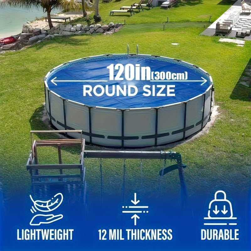 1pc Round/Square Solar Thermal Blanket, Suitable for 3.05/3.66/4.57meter Heavy-Duty Floating Spa and Trimmable Hot Tub Bubble Cover, Ideal for & In-Ground Pool Heating, Blue, Hot Tub Accessories, Pool Temperature Maintenance, Textured Surface Cover, Refl