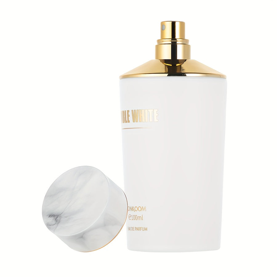 LONKOOM NOBLE WHITE EDP - Floral Woody Scent with Rose, Bulgarian, Saffron, Thyme, Lily of the Valley, Suede, Maté, Olibanum, Amber, Musk - 100ml/3.4fl.oz, 4-6 Hour Long-Lasting Perfume for Men & Women, Ideal Gift, Luxury Packaging, Elegant Design, Highq