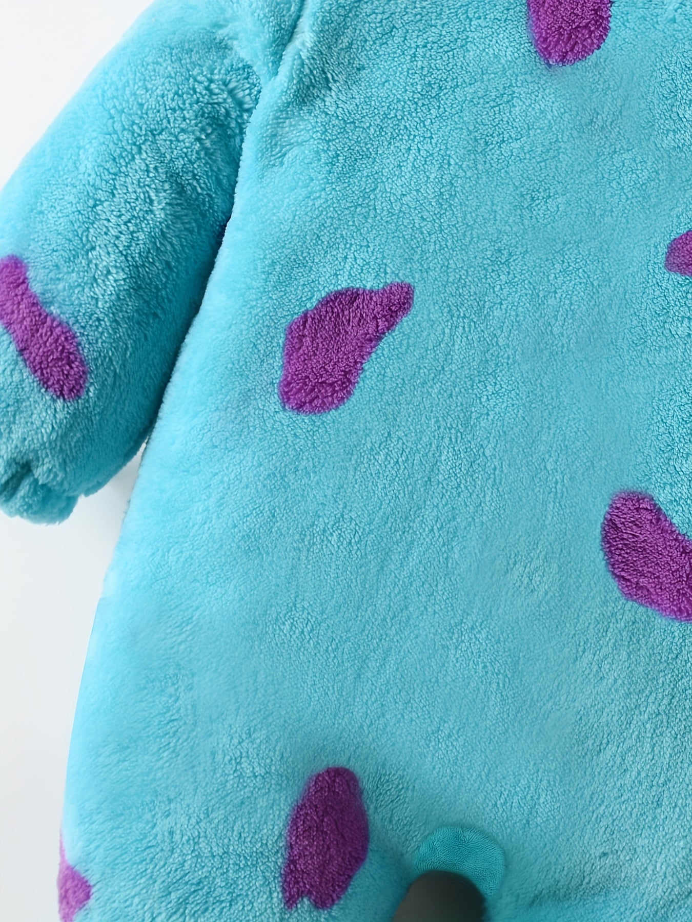 0-5 Years ' Soft Flannel Hooded Jumpsuit with Blue & Purple Dinosaur Ears & Paws - Cozy Winter, Loose-Fit One-Piece Outfit for to 5-Year-Olds, Hand Washable (Ideal for Themed Parties & Casual Attire) - Adorable Fleece Hoodie with Snap Buttons, Non-Stretc