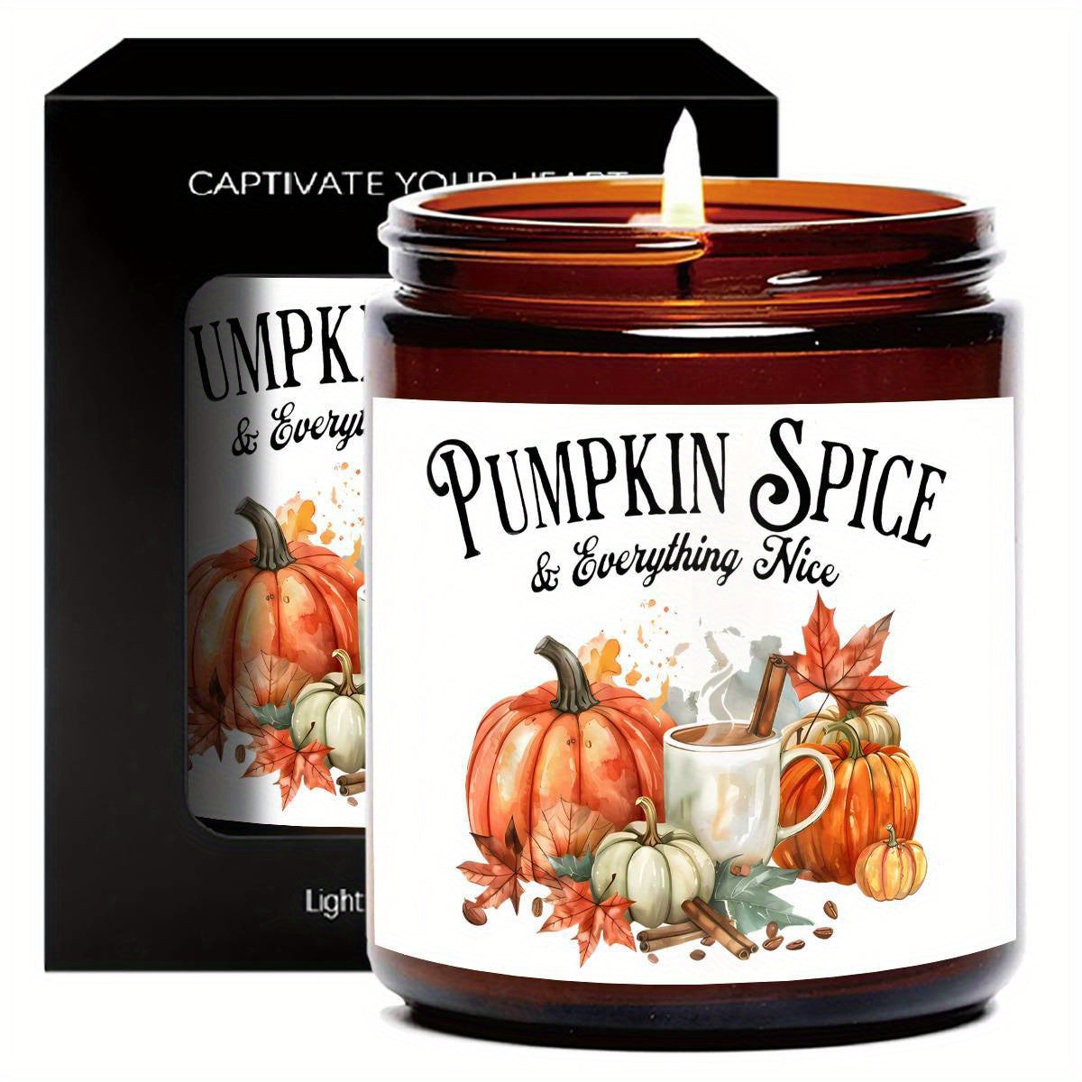 Hello Autumn Scented Candle Fall Themed Orange Terracotta Burnt Rustic Farmhouse September October Harvest Thanksgiving Day Decoration Gift Idea for Home Women Woman Hostess Men Friends Her Mom Wife Grandma Cute Item Essential Aesthetic Present