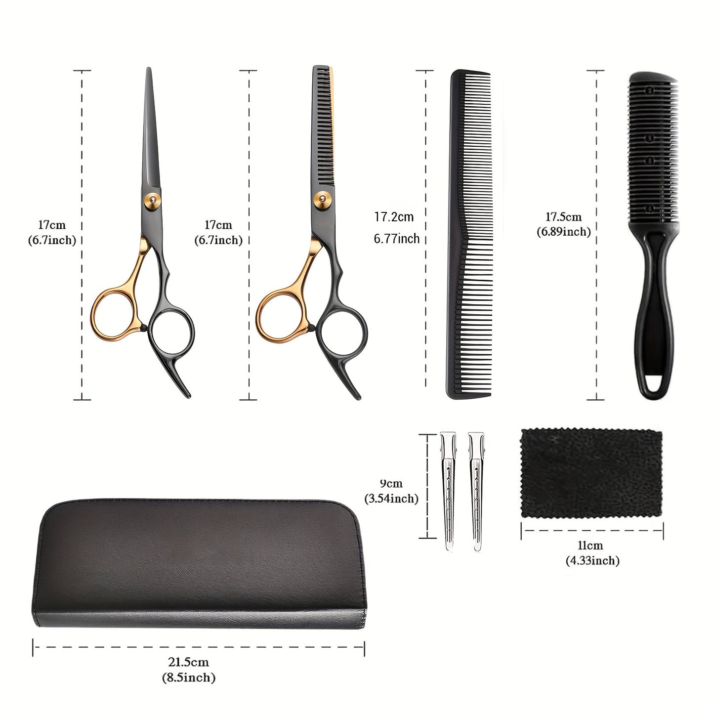 8 PCS Hair Cutting Scissors Kit, Professional Barber Shears Set With Hair Scissors Thinning Shears, Haircutting Sheers Hair Cut Blending Salon Scissor For Men Women Pet