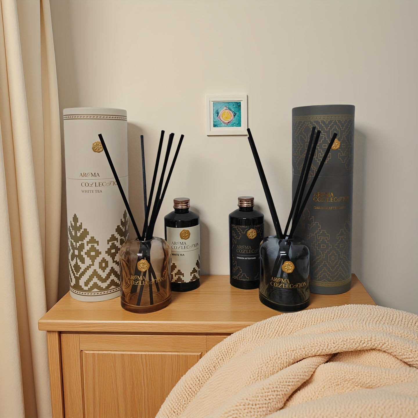 Premium Gift Set with 200ml/6.76oz Refill & Container, Includes Diffuser Sticks – Home Fragrance Oil Kit for Bathroom Deodorizing, Bedroom Scenting and Room Decoration in Living Rooms, Shelves or Offices to Enhance Indoor Freshness