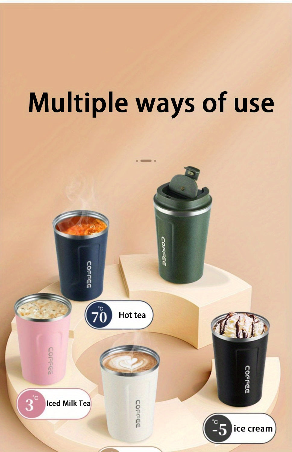 1pc Luxury Stainless Steel Insulation Coffee Mug - Keeps Drinks Hot/Cold for Hours, Reusable, Portable, High-end, Multipurpose, Ideal for Men and Women